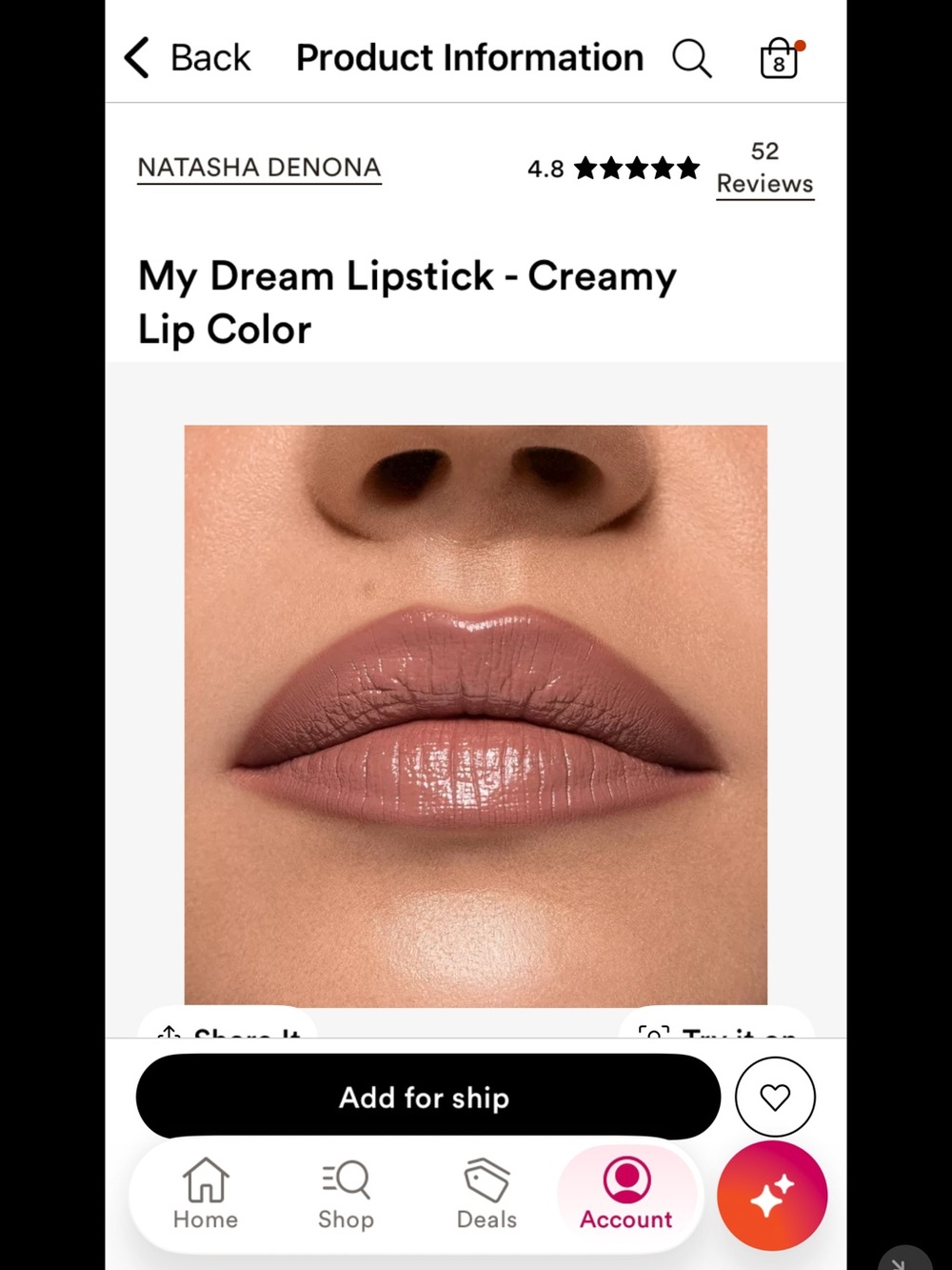 Natasha Denona Creamy Nude Mauve Pink Lipstick